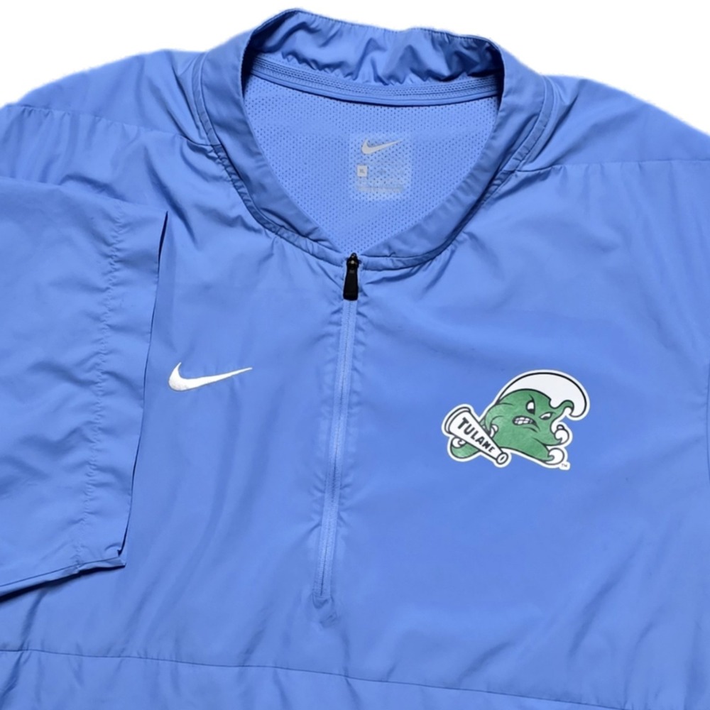 Rare Nike Tulane University Green Wave 1/2 Zip Wind Jacket Mens XL Baby Blue EUC